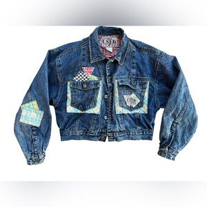 Get used by Elie Denim Jacket Size Medium Women Heavy Patchwork Cotton Vintage‎